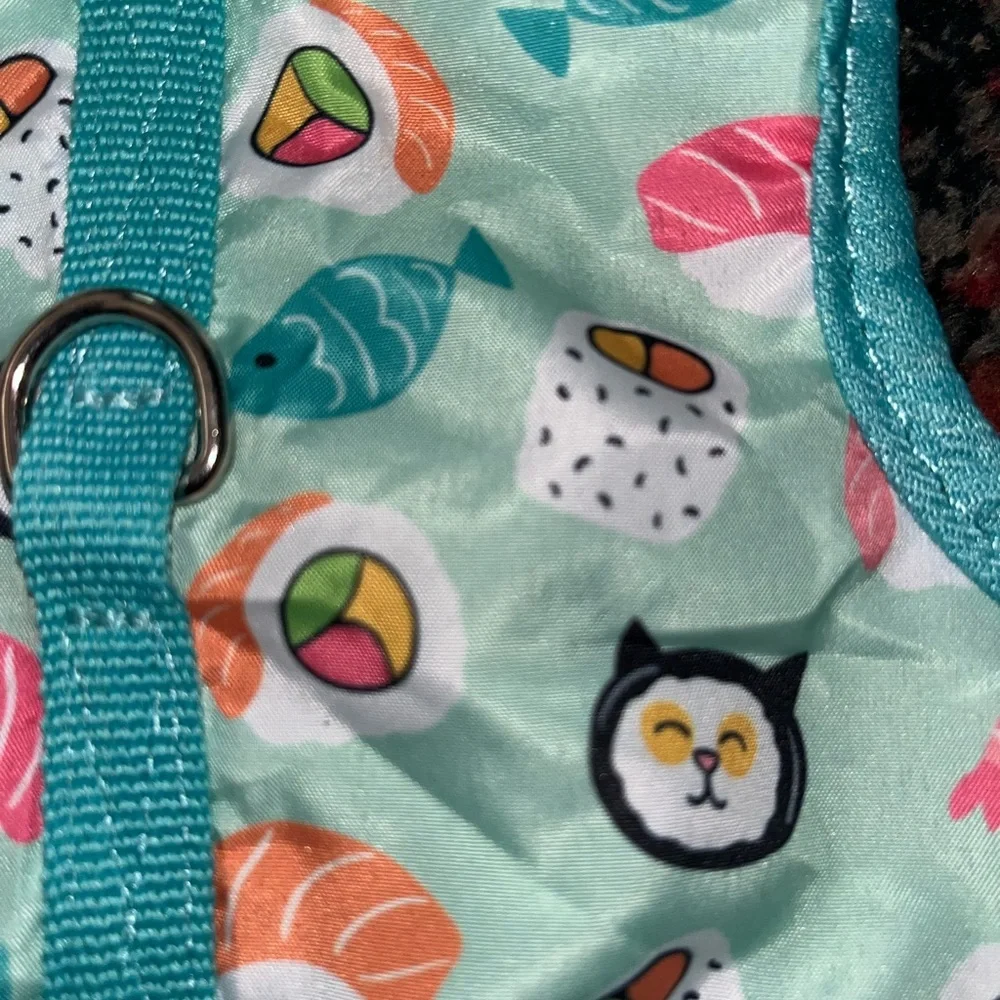 Cat Harness for Walking Sushi Print With Leash New Without Tags. Never Used.